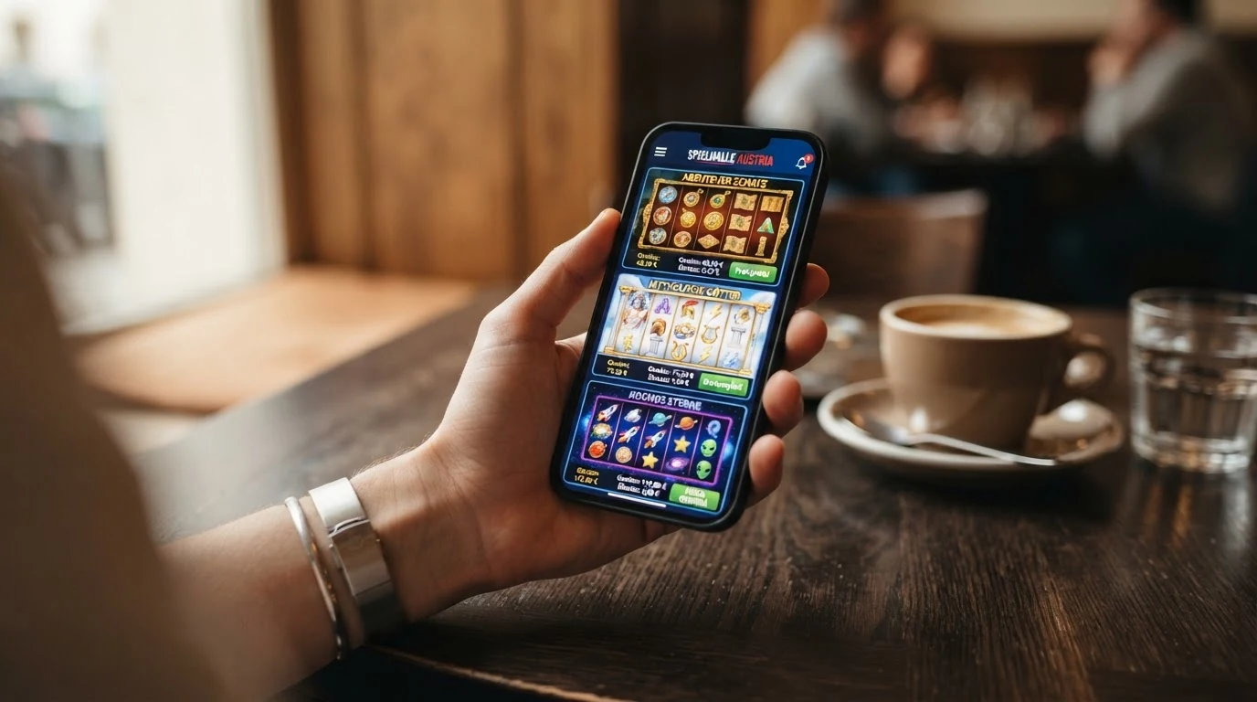 Die Spielautomaten Book of Dead, Gates of Olympus und Starburst auf einem Smartphone-Bildschirm mit Casino-Oberfläche
