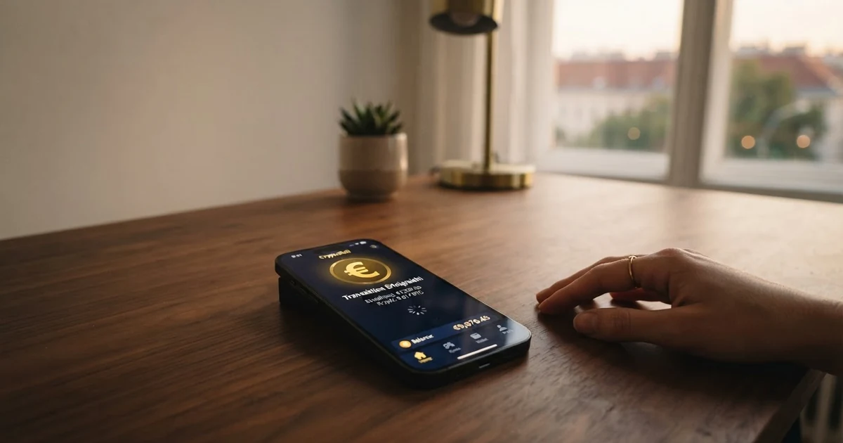 Ein Smartphone mit geöffneter Krypto-Casino-App und sichtbarem Bitcoin-Einzahlungsbildschirm
