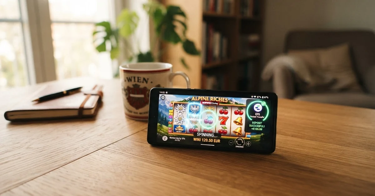 Ein Smartphone mit geöffneter Klarna-App und einem Casino-Spiel im Hintergrund, aufgenommen als Close-up