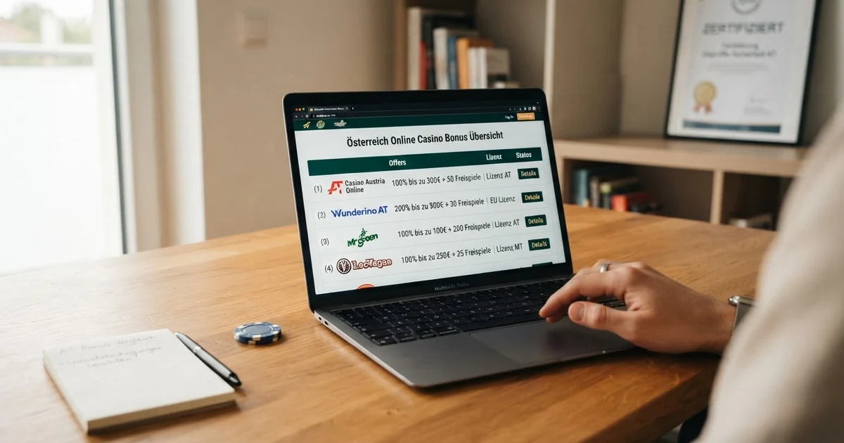 Eine Übersichtstabelle mit den zehn geprüften Online-Casino-Anbietern und ihren Willkommensbonus-Kennzahlen: Bonusbetrag, Freispiele und rechtlicher Status.