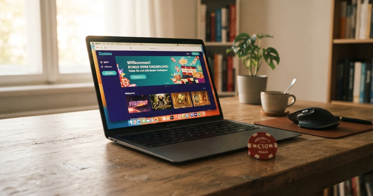 Eine Übersicht von Online-Casino-Willkommensbildschirmen mit „Bonus ohne Einzahlung“-Werbeanzeigen und Spielautomaten-Symbolen