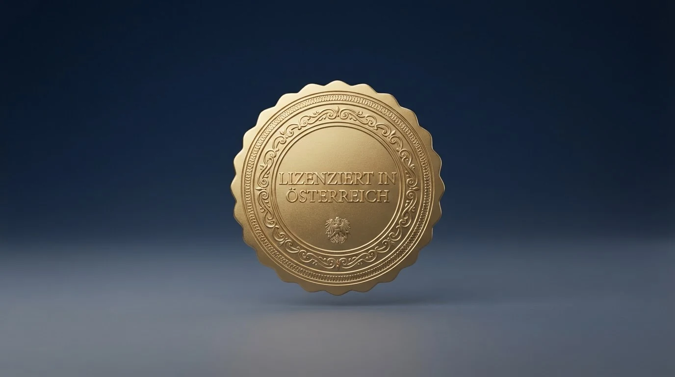 Eine Übersicht mit Casino-Logos, wobei ein Logo mit einem offiziellen Konzessionssiegel markiert ist und die anderen ohne Siegel danebenstehen