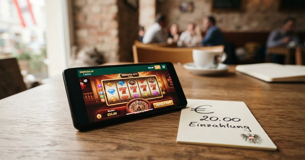 Smartphone-Bildschirm mit geöffneter Casino-App, daneben das Magenta-Logo auf einem Mobilfunkrechnungsbeleg