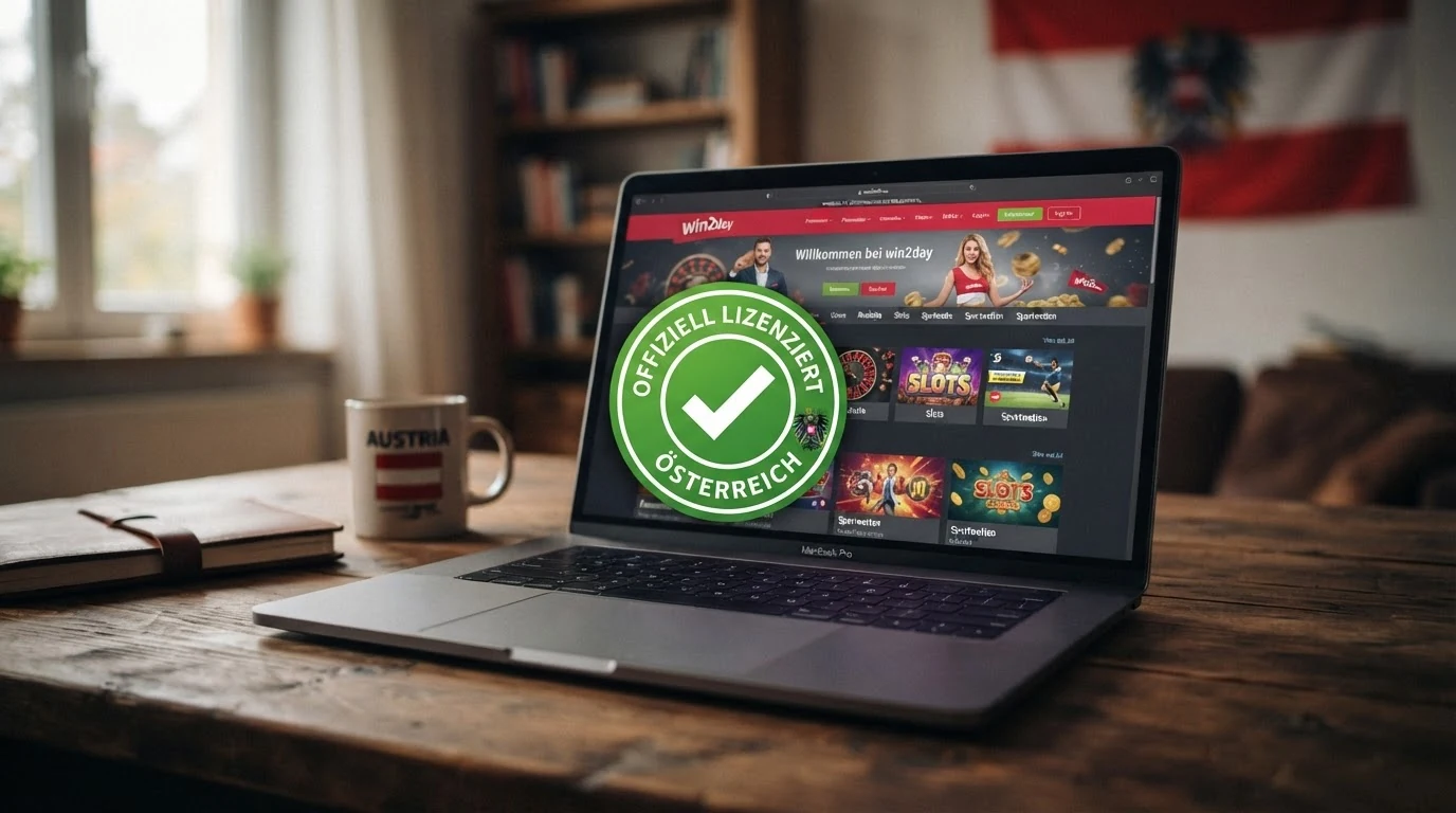 Eine tabellarische Übersicht zeigt Casino-Logos nebeneinander mit farblich markiertem AT-Rechtsstatus — ein einzelnes grünes Häkchen unter zehn Zeilen