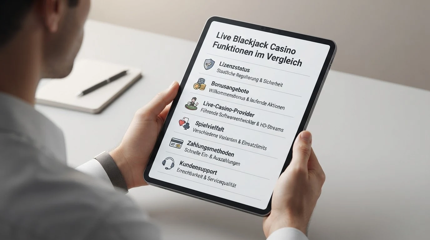 Übersichtstabelle mit Casino-Logos, Lizenzstatus und Bonus-Daten