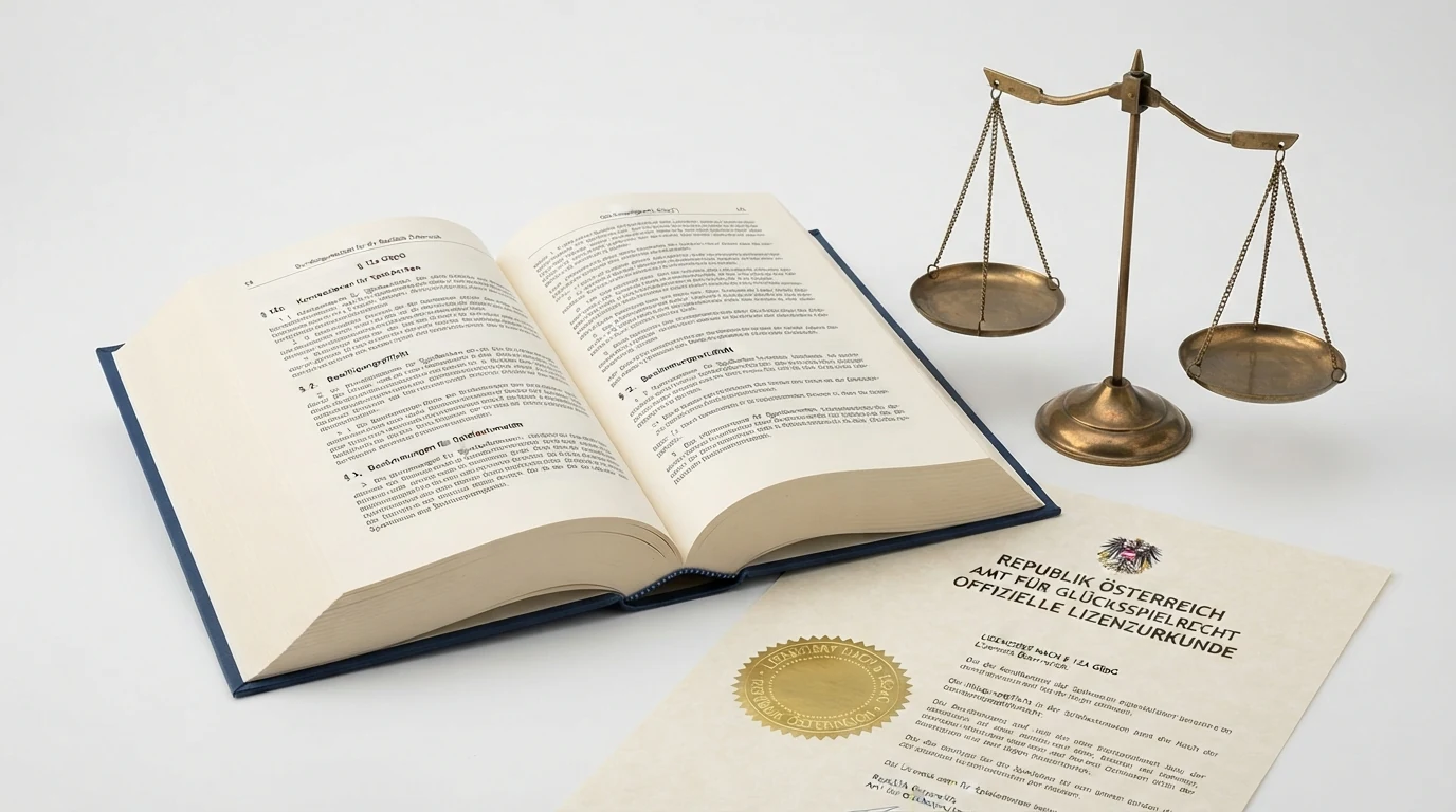 Aufgeschlagenes Gesetzbuch mit Paragrafenzeichen, daneben eine Waage als Symbol der Rechtsprechung, im Vordergrund das BMF-Logo auf einem offiziellen Dokument