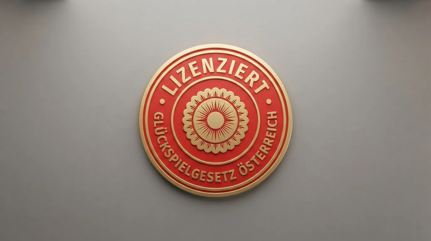 Offizielles Dokument oder Siegel mit Bezug zur österreichischen Glücksspielkonzession, etwa das BMF-Logo auf einer Lizenzurkunde