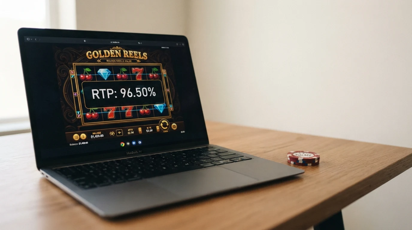 Bildschirmfoto eines Slot-Spiels mit eingeblendetem RTP-Wert von 96,50 % und Spieleinformationen