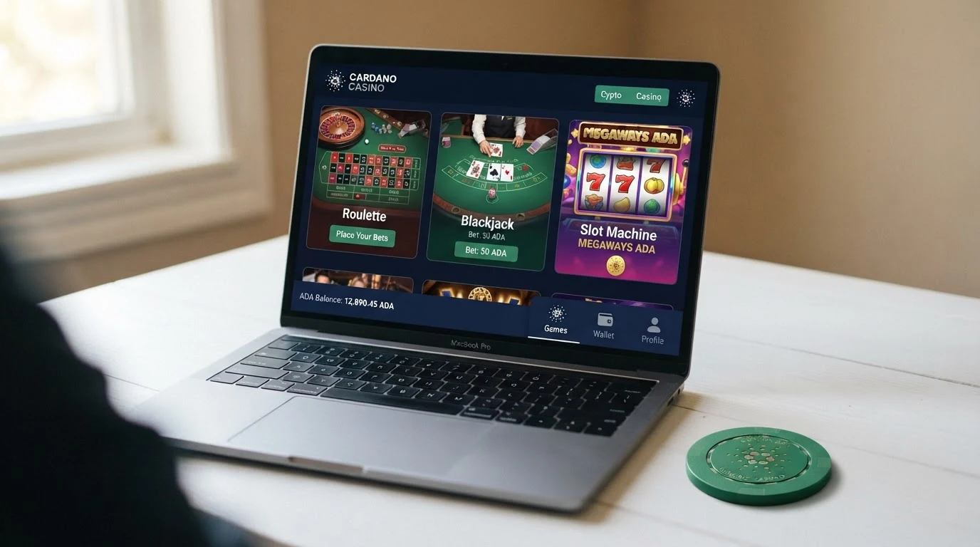 Übersichtstabelle mit den zehn getesteten Cardano-Casinos, ihren Bonus-Werten und dem ADA-Support-Status als farbige Markierung